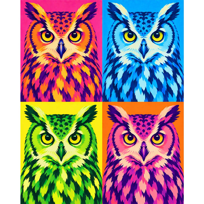 Pop Art Owl Paint by Numbers Kit-zoom-