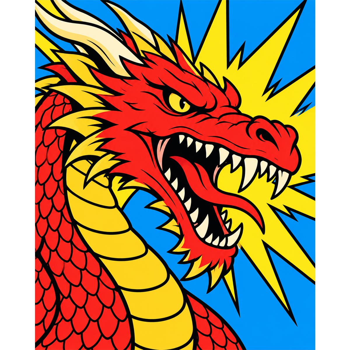 Pop Art Dragon Paint by Numbers Kit-zoom-2