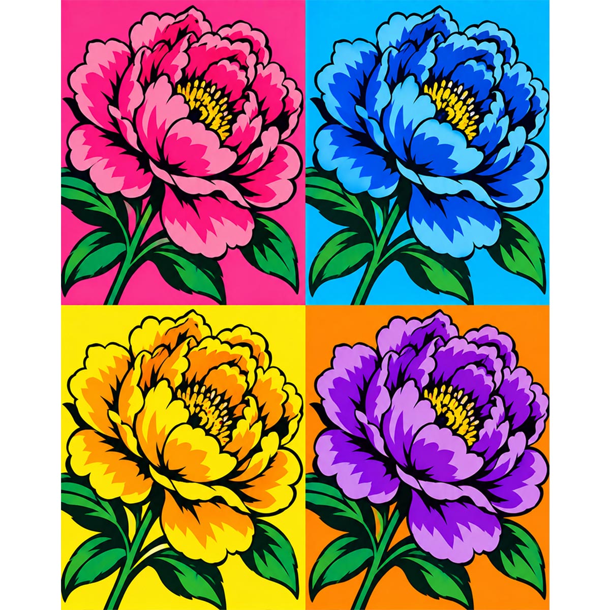 Pop Art Peony Paint by Numbers Kit-zoom-2