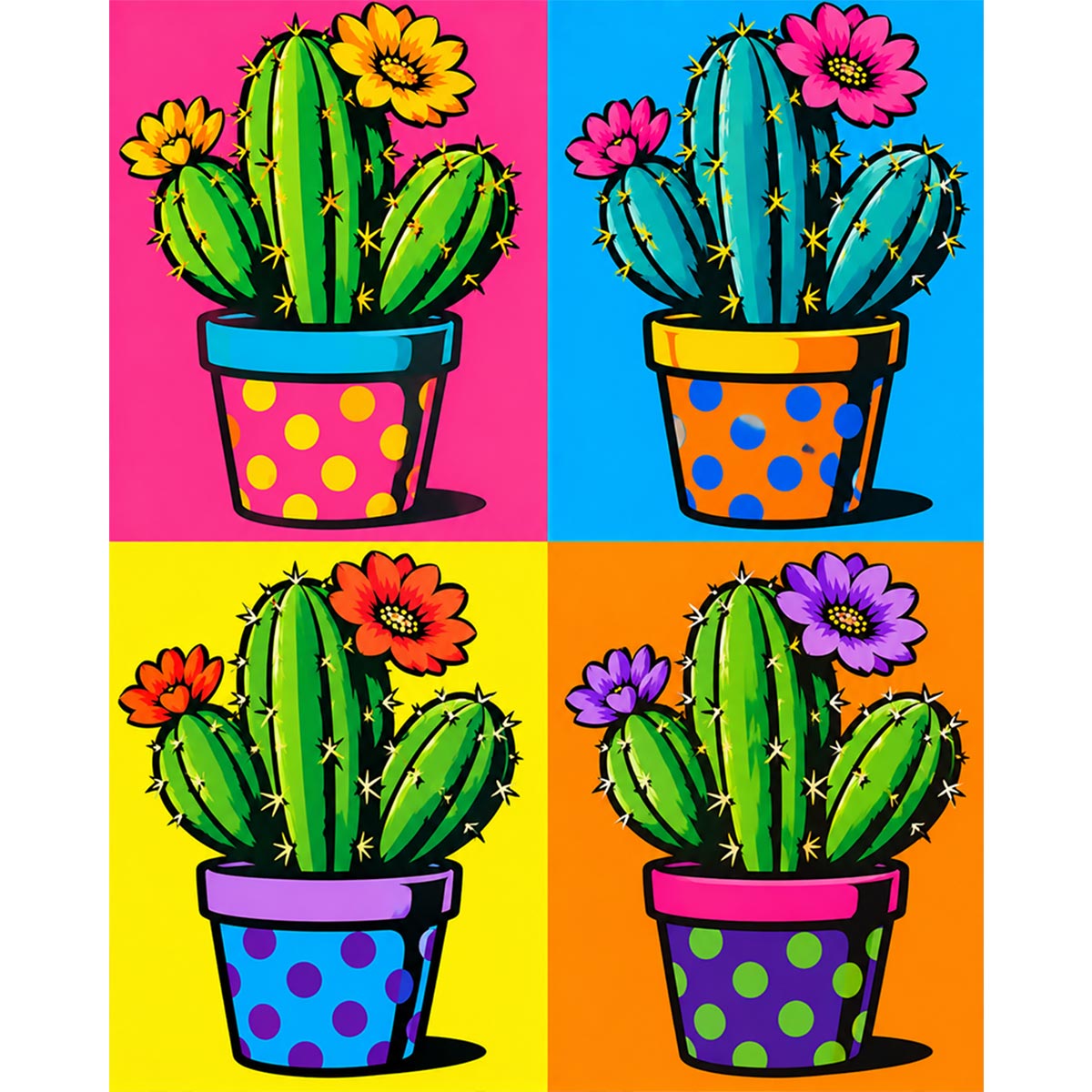 Pop Art Cactus Paint by Numbers Kit