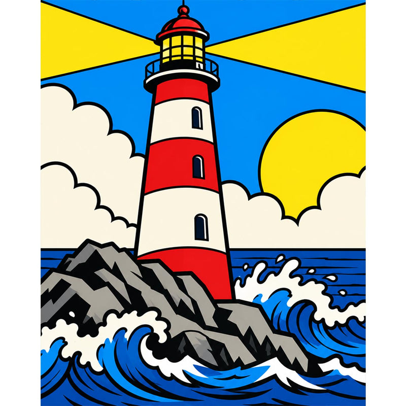 Pop Art Lighthouse Paint by Numbers Kit-zoom-
