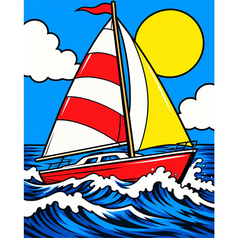 Pop Art Sailboat Paint by Numbers Kit-zoom-