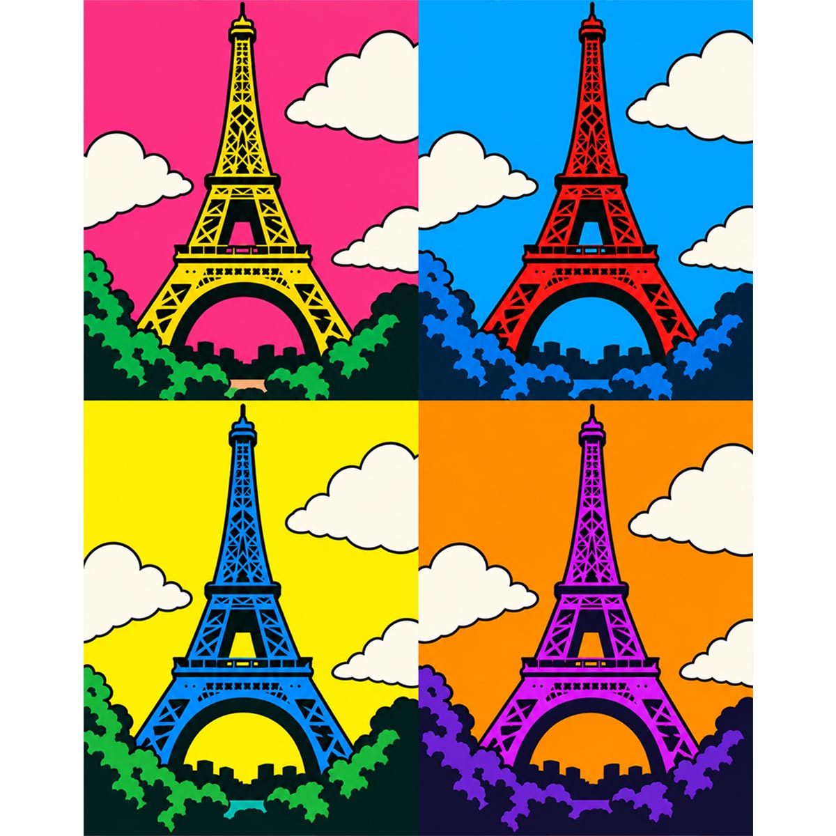 Pop Art Eiffel Tower Paint by Numbers Kit