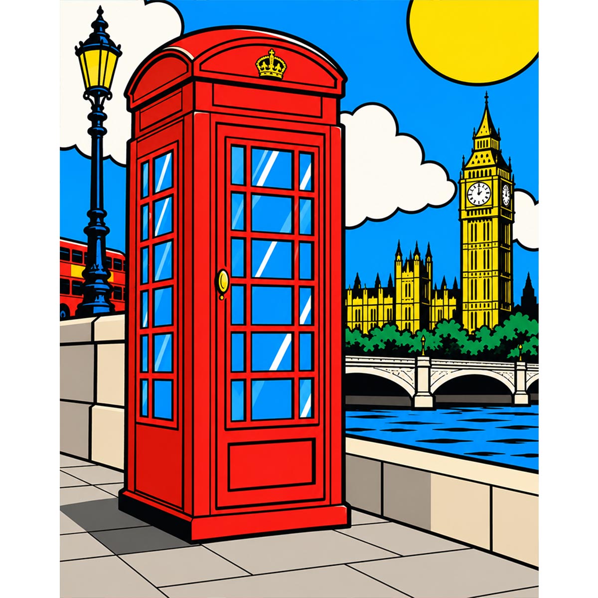 London Phone Booth Paint by Numbers Kit-zoom-2