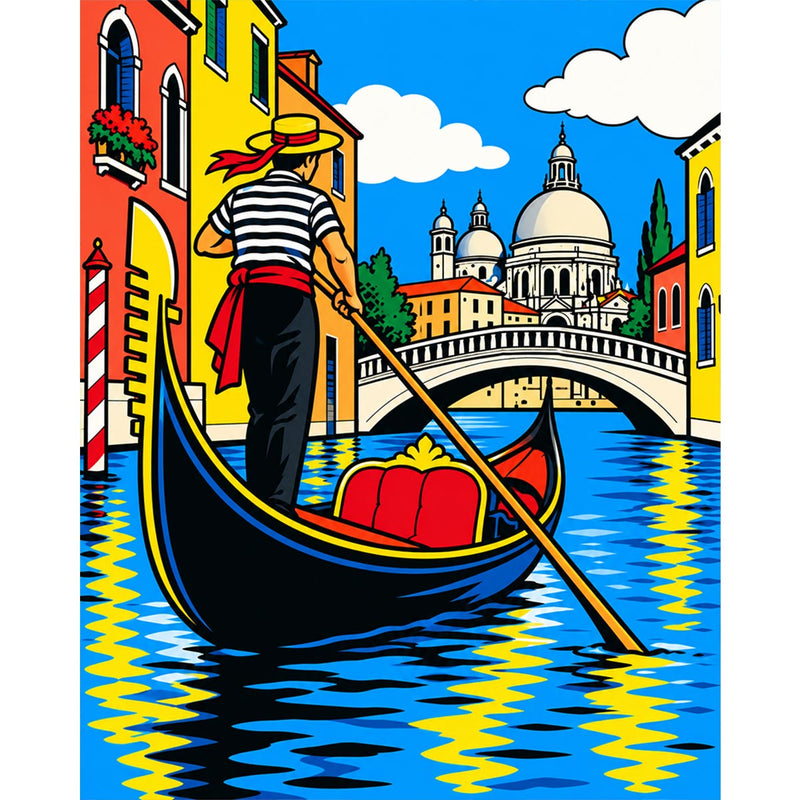Black Venice Gondola Paint by Numbers Kit-zoom-