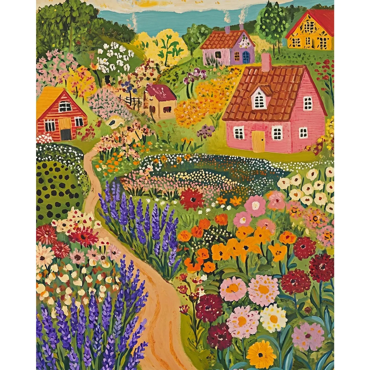Folk Art Flower Village-2
