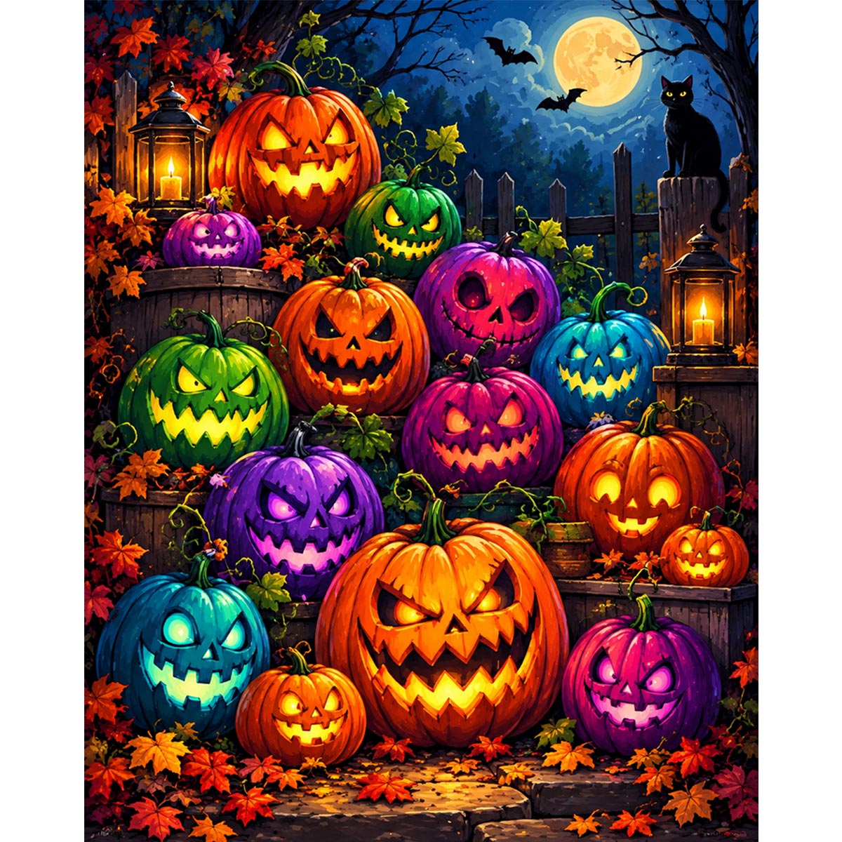 Colorful Jack-o'-Lanterns-2