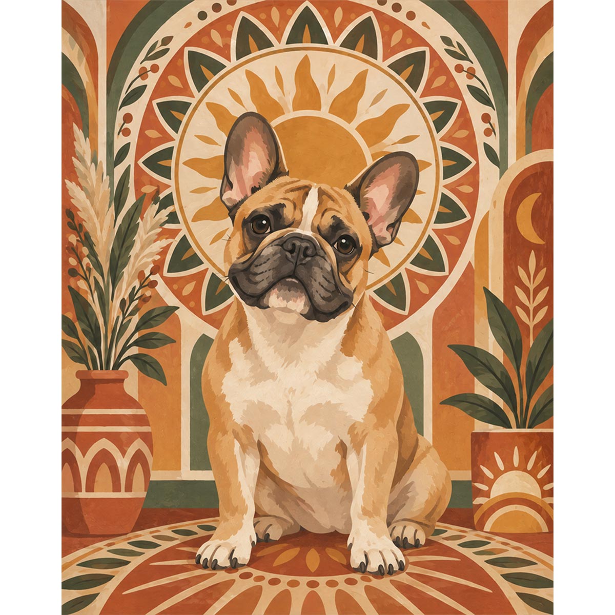 Boho French Bulldog Paint by Numbers Kit-2