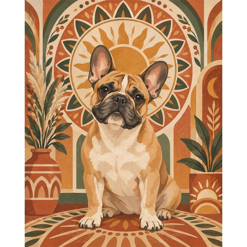 Boho French Bulldog Paint by Numbers Kit-zoom-