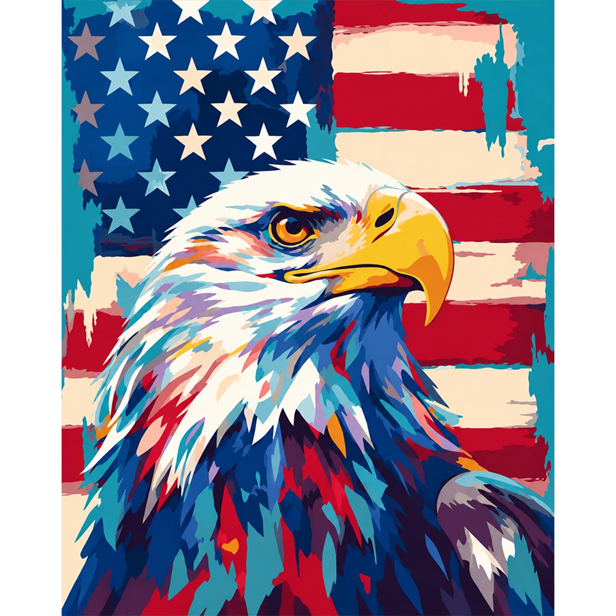 Patriotic Bald Eagle Paint by Numbers Kit-2