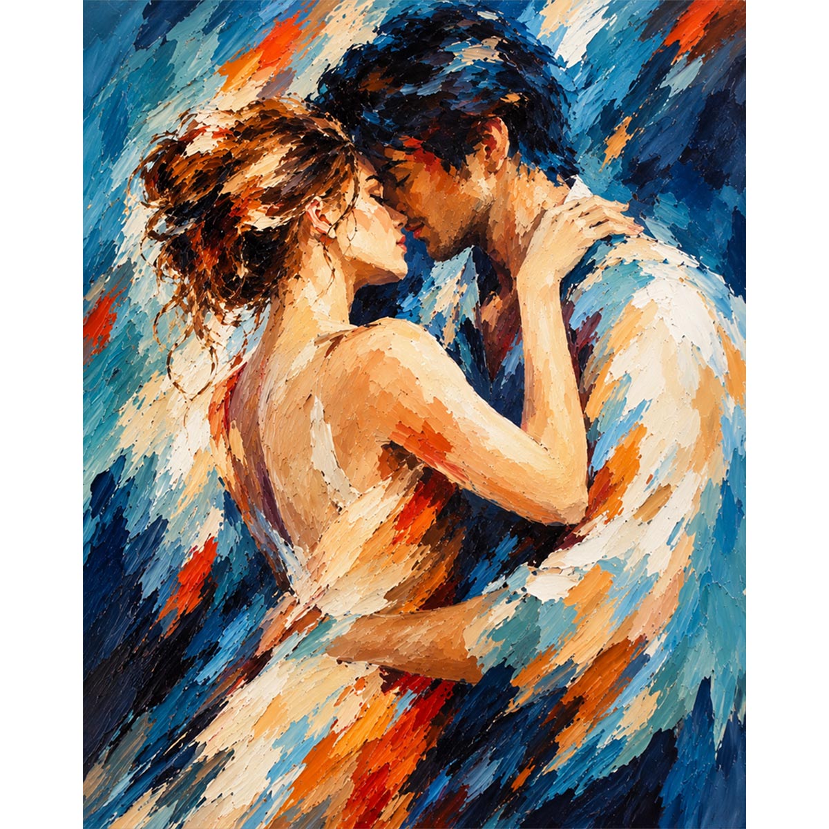 Blue Embracing Couple Paint by Numbers Kit-zoom-2