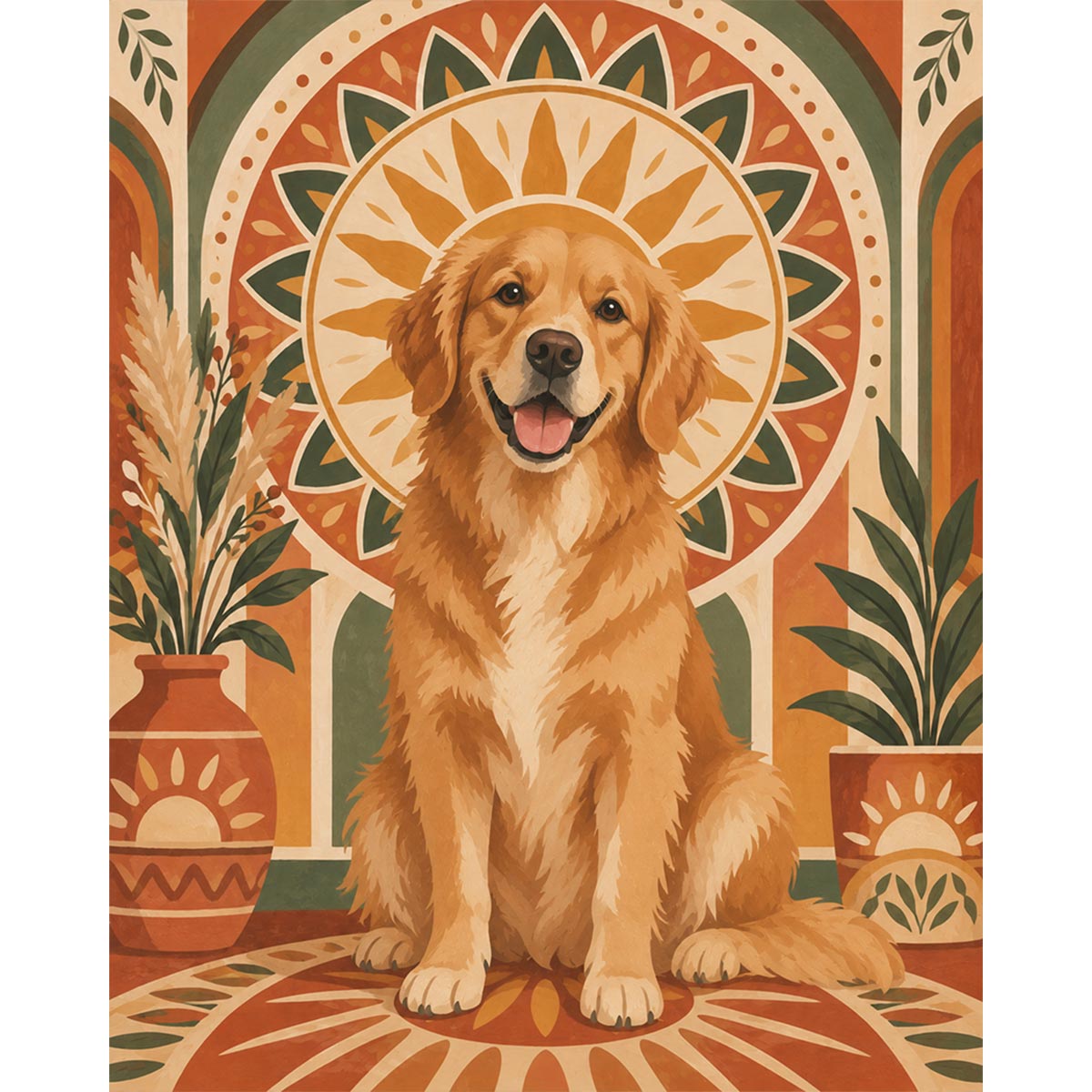 Boho Golden Retriever Paint by Numbers Kit