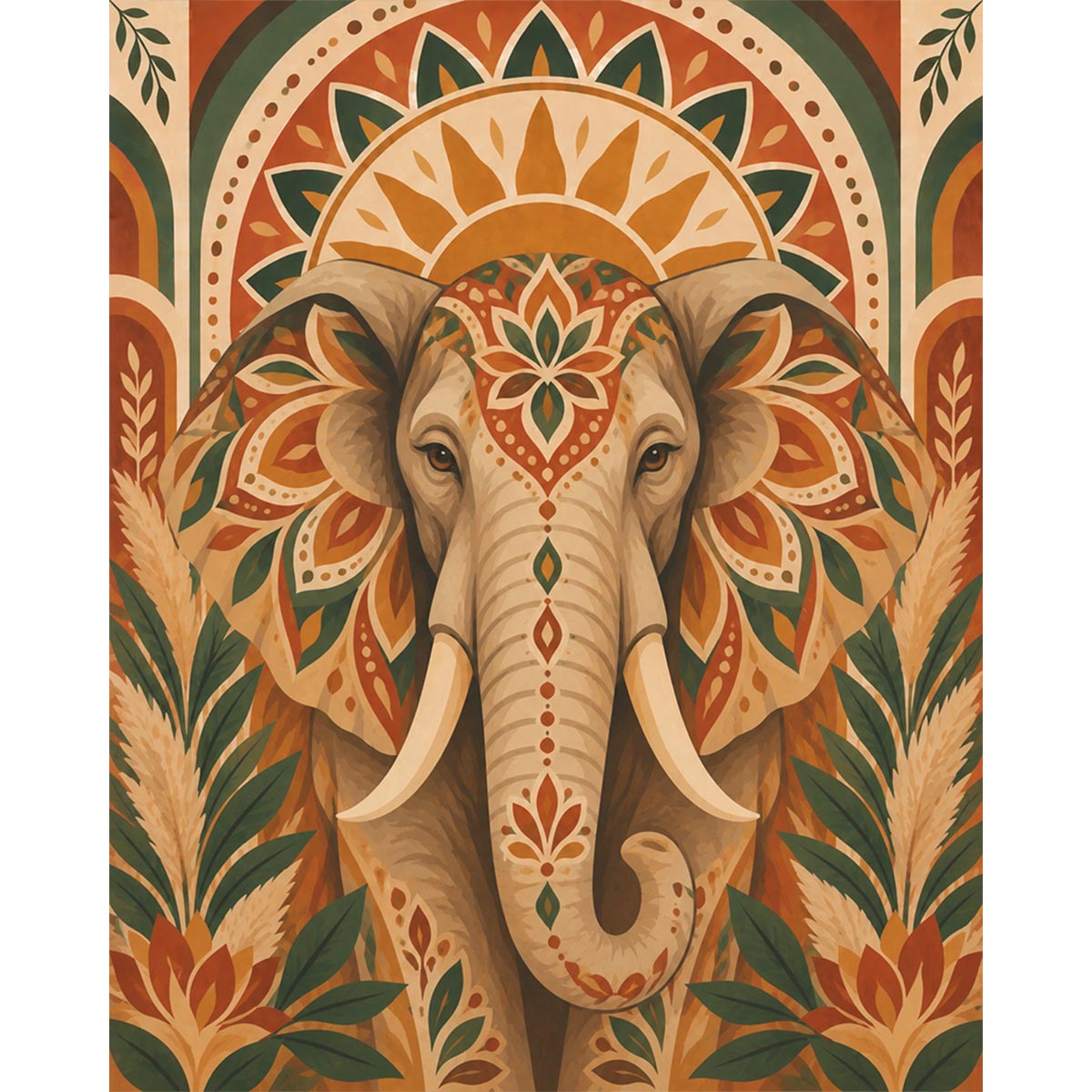 Floral Elephant Paint by Numbers Kit-zoom-2