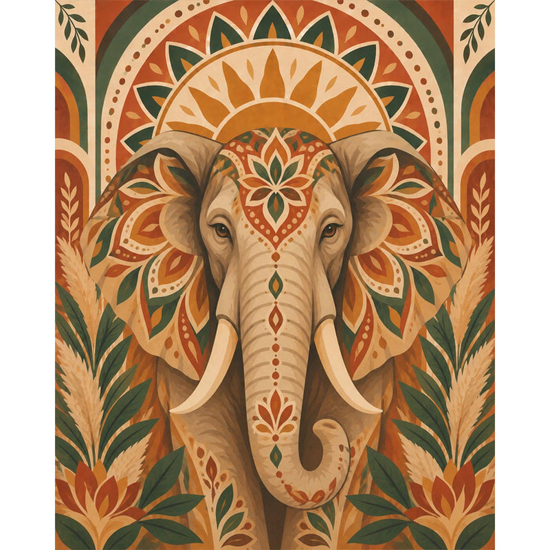 Floral Elephant Paint by Numbers Kit-zoom-