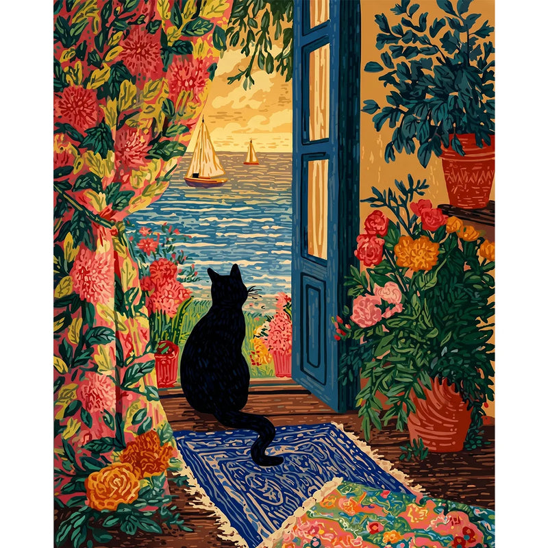 Black Cat at the Sea Door-zoom-