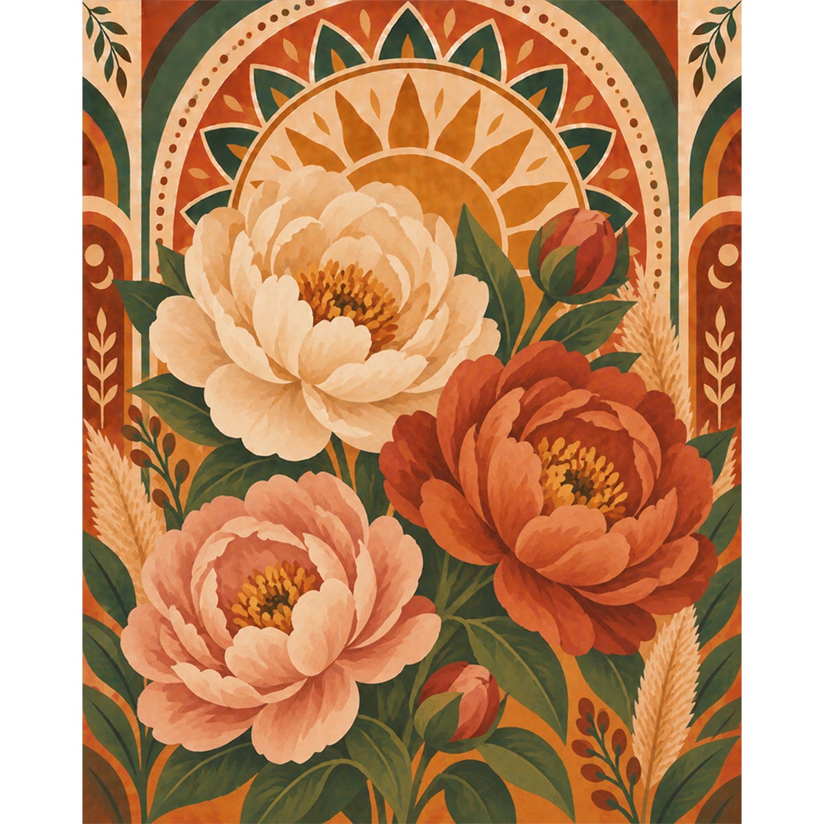 Terracotta Peonies Paint by Numbers Kit-zoom-2