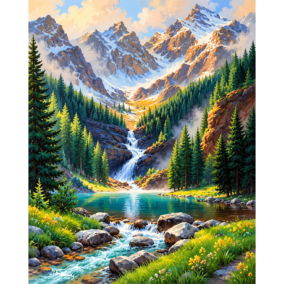 Mountain Waterfall Paint by Numbers Kit