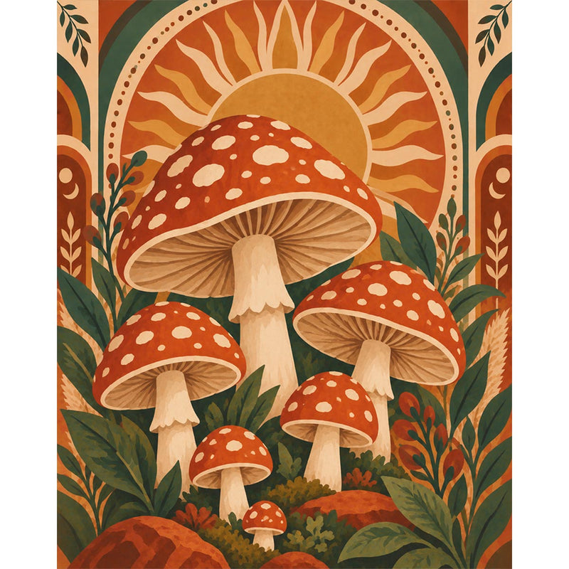 Vintage Mushroom Paint by Numbers Kit-zoom-