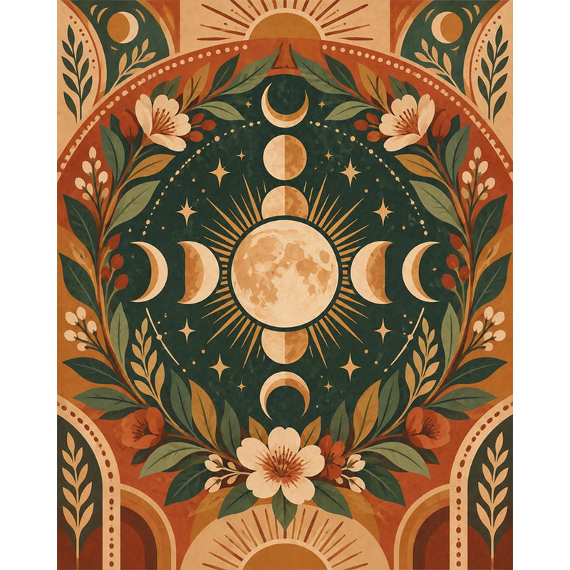 Vintage Moon Phases Paint by Numbers Kit-zoom-