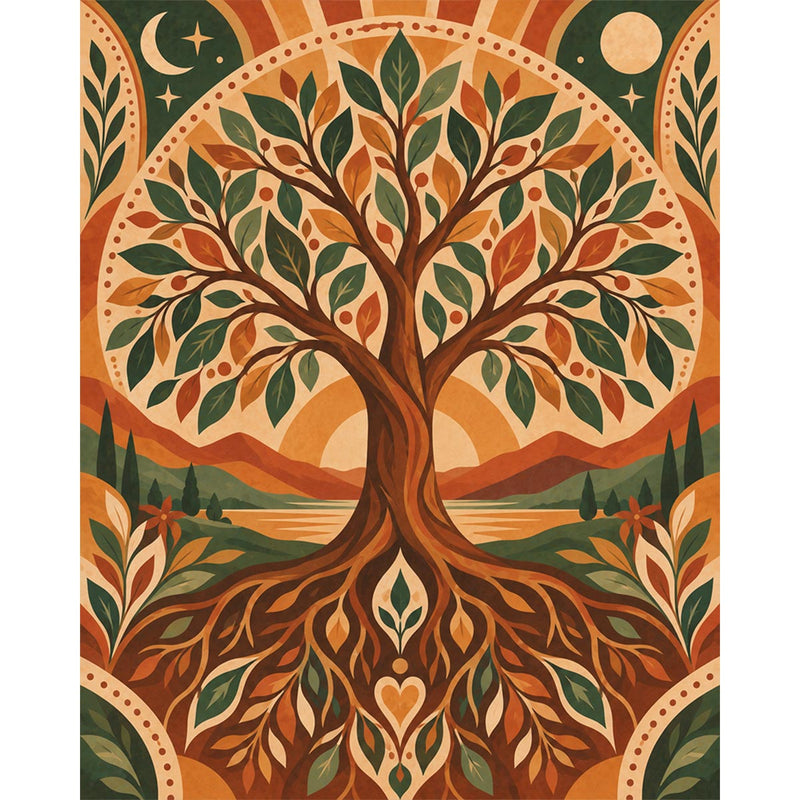 Mountain Tree of Life Paint by Numbers Kit-zoom-