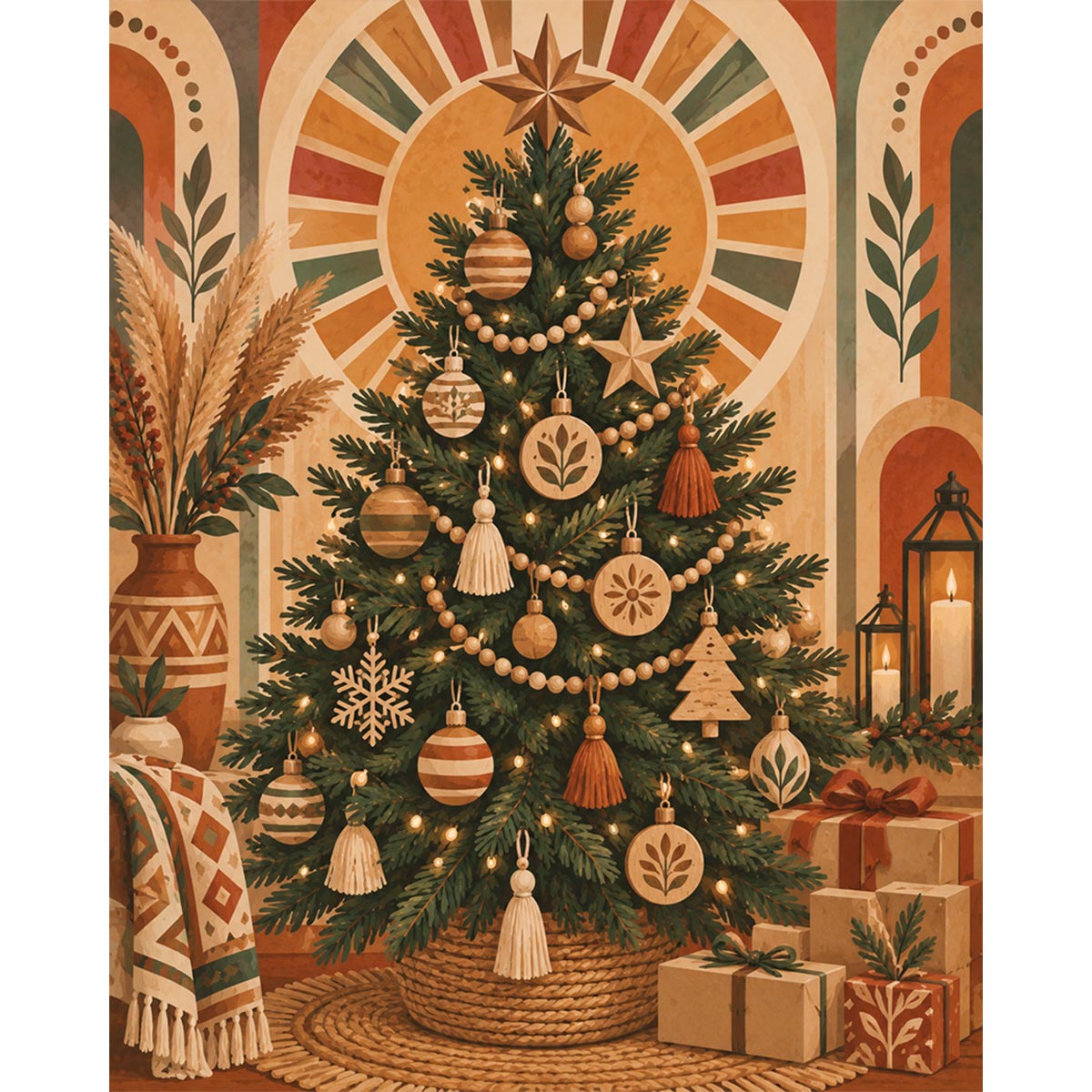 Boho Christmas Tree Paint by Numbers Kit-zoom-2