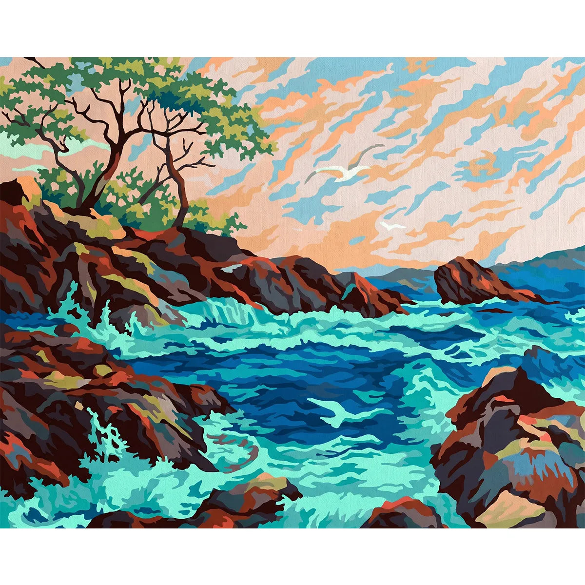 Vintage Rocky Coastline at Dusk-2