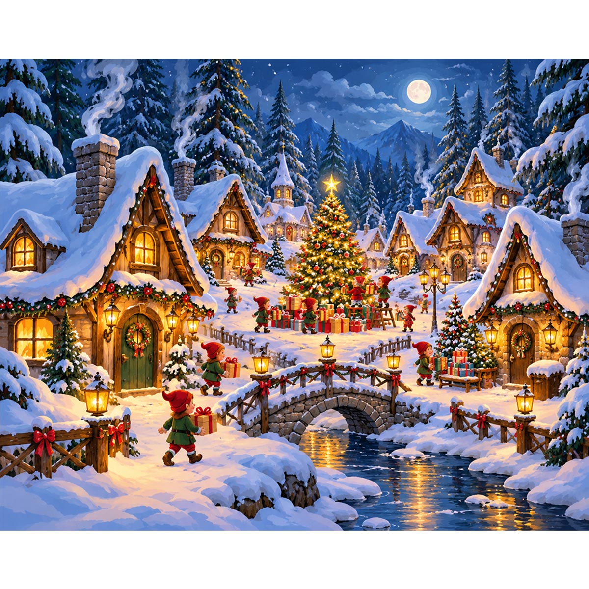 Christmas Elf Village Paint by Numbers Kit-zoom-2