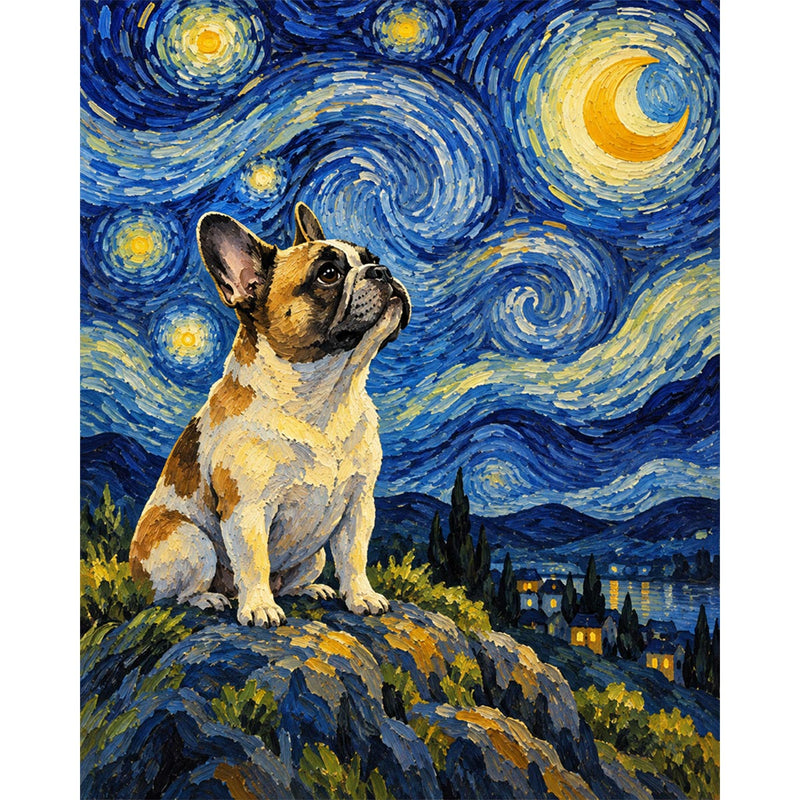 Van Gogh Style French Bulldog Paint by Numbers Kit-zoom-