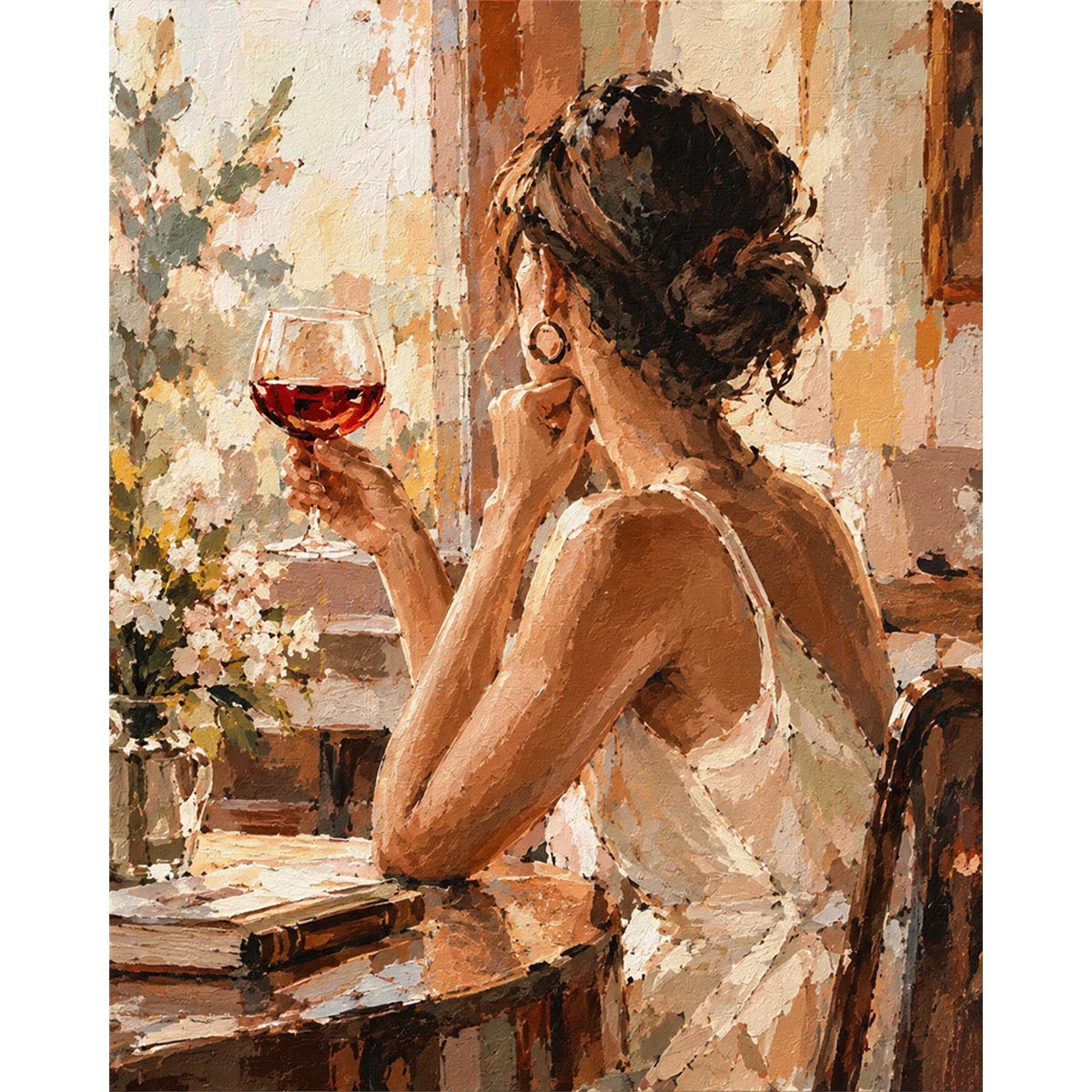 Woman with Wine Glass Paint by Numbers Kit-zoom-2