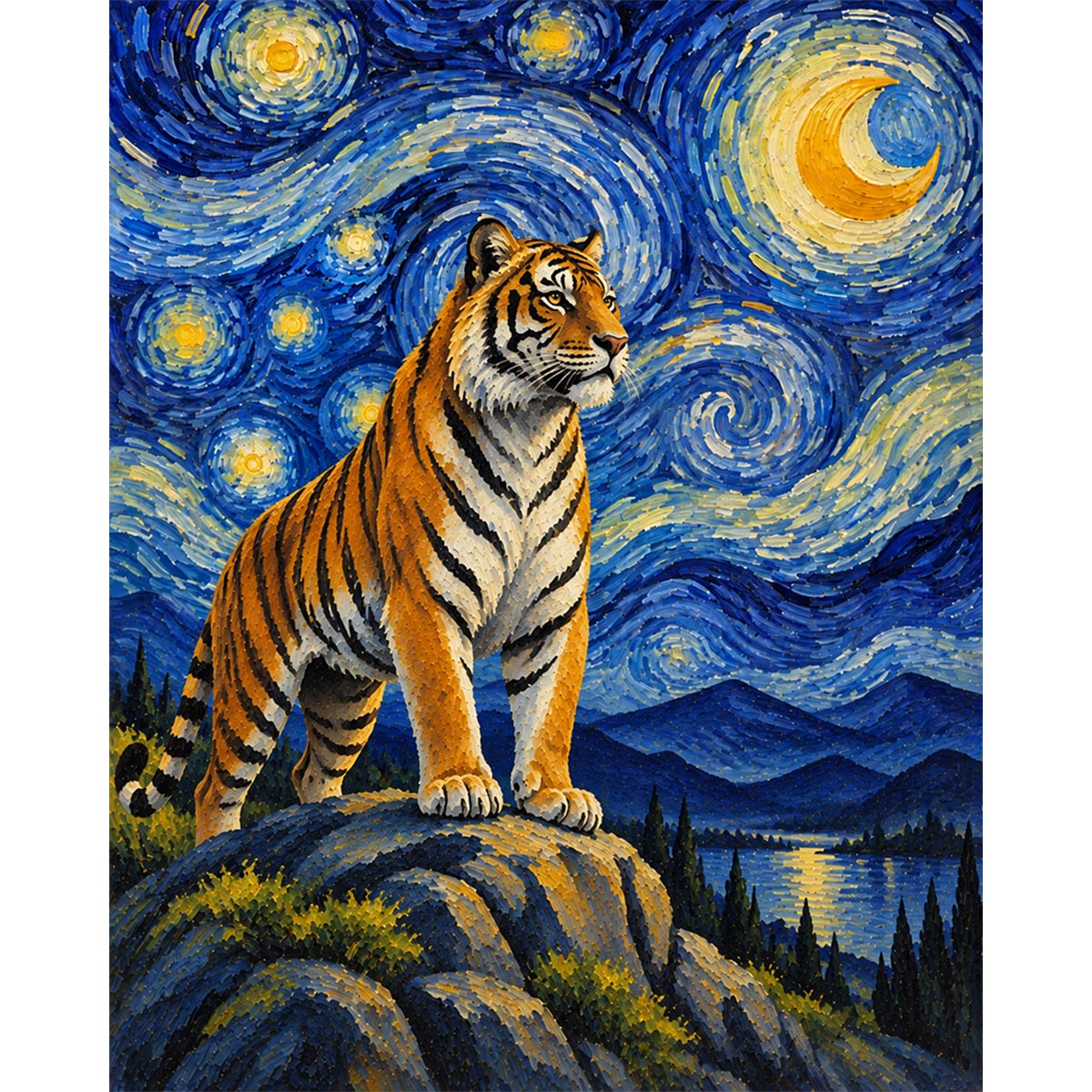 Van Gogh Style Tiger Paint by Numbers Kit