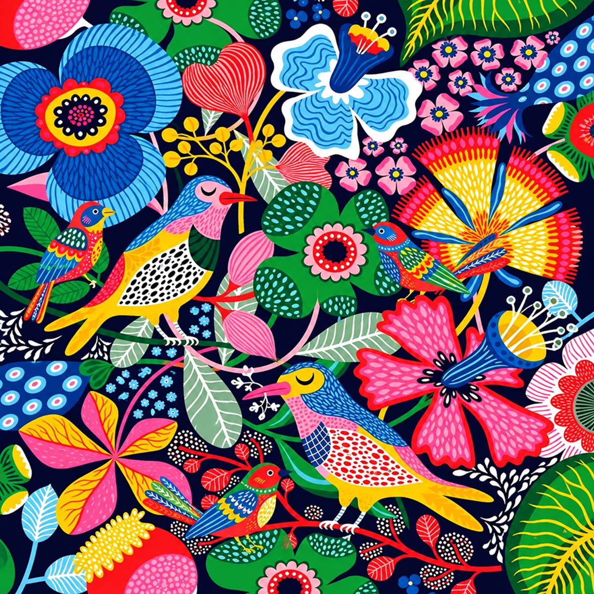 Folk Birds Mini Paint by Numbers Kit