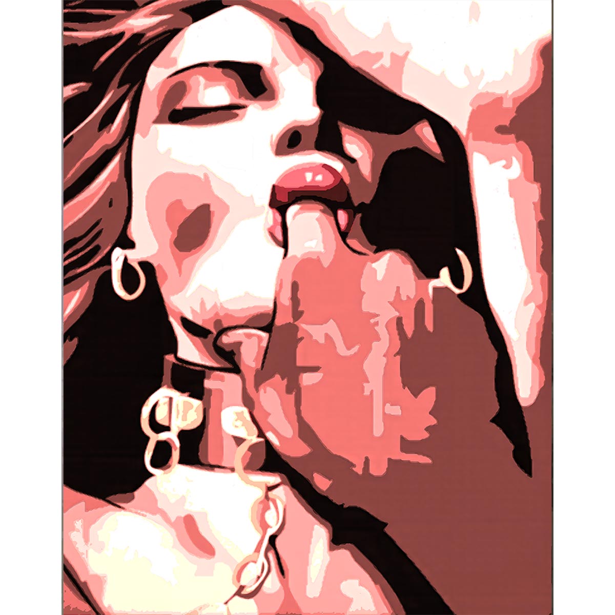 Woman Licking Finger Paint by Numbers Kit-zoom-2