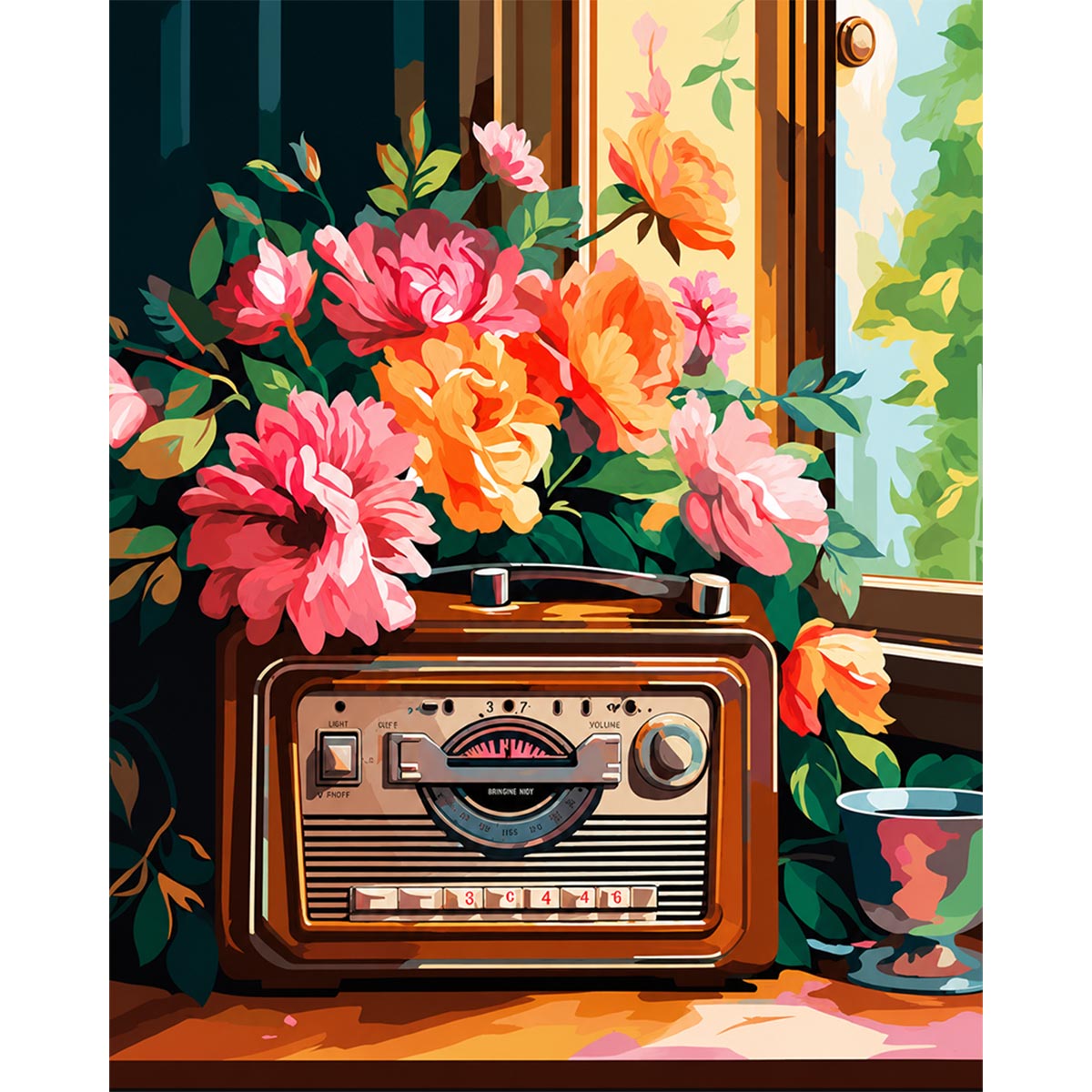 Radio and Peonies-2