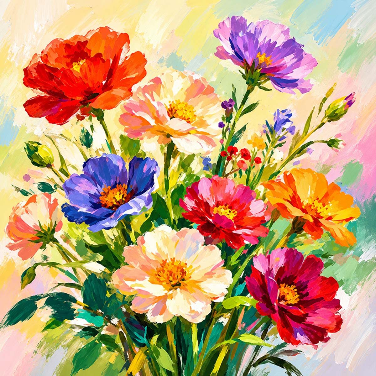 Bright Flower Bouquet Mini Paint by Numbers Kit-2