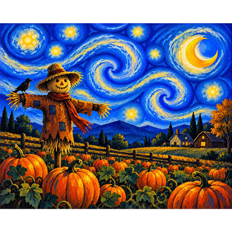 Van Gogh Style Scarecrow Paint by Numbers Kit-zoom-