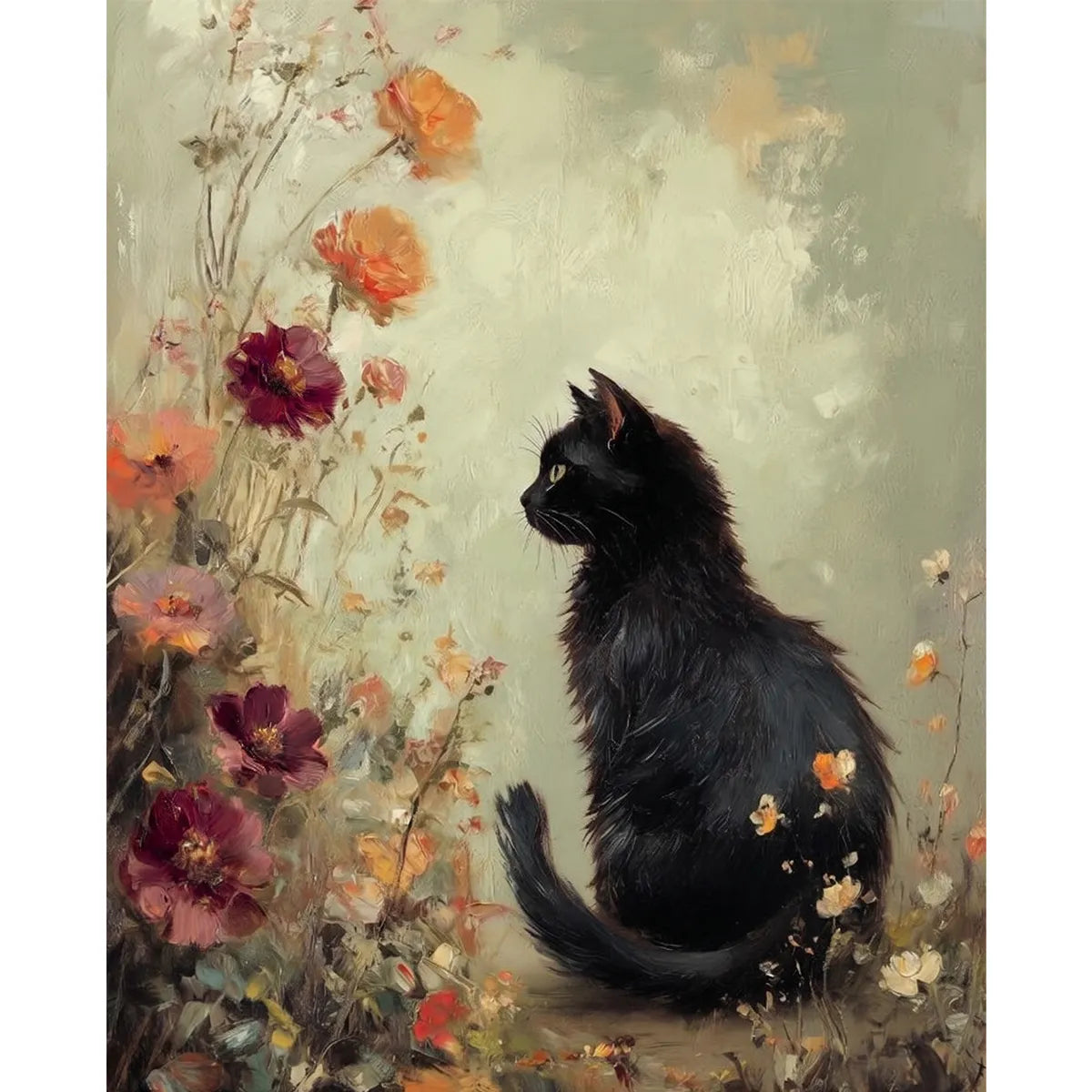Black Cat Among Flowers-2