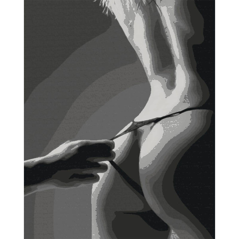 Black and White Nude Back Paint by Numbers Kit-zoom-