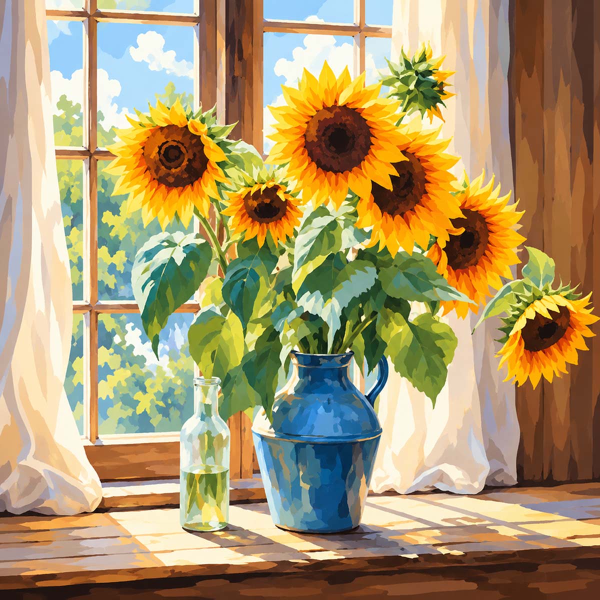 Sunflowers by the Window Mini Paint by Numbers Kit-2