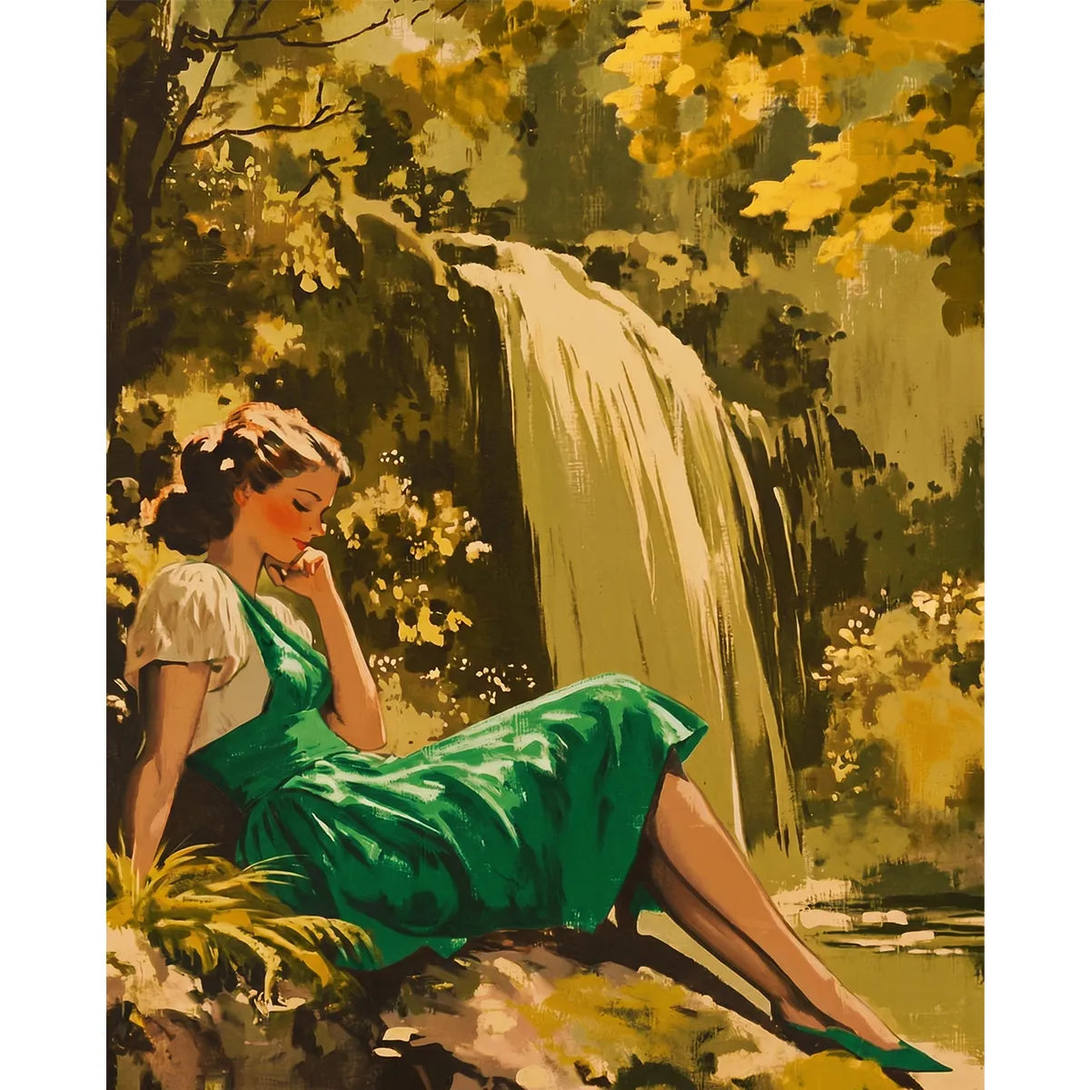 Woman by the Waterfall-zoom-2