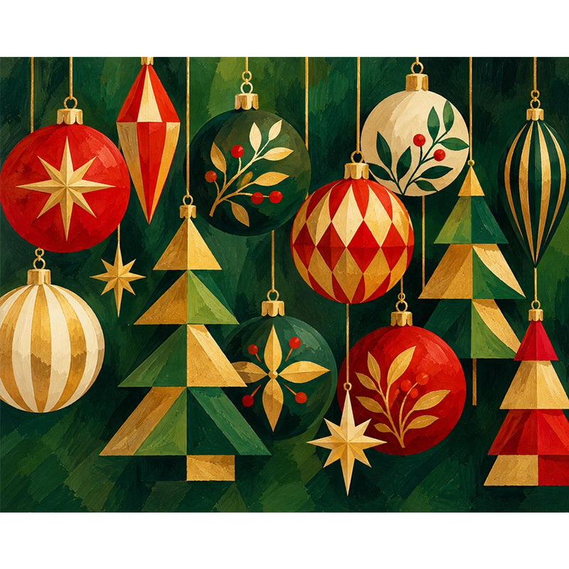 Vintage Christmas Ornaments Paint by Numbers Kit-zoom-