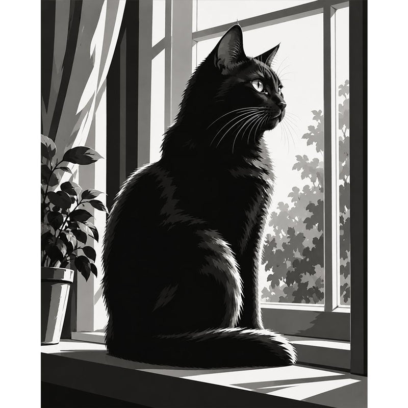 Black Cat at the Window-zoom-