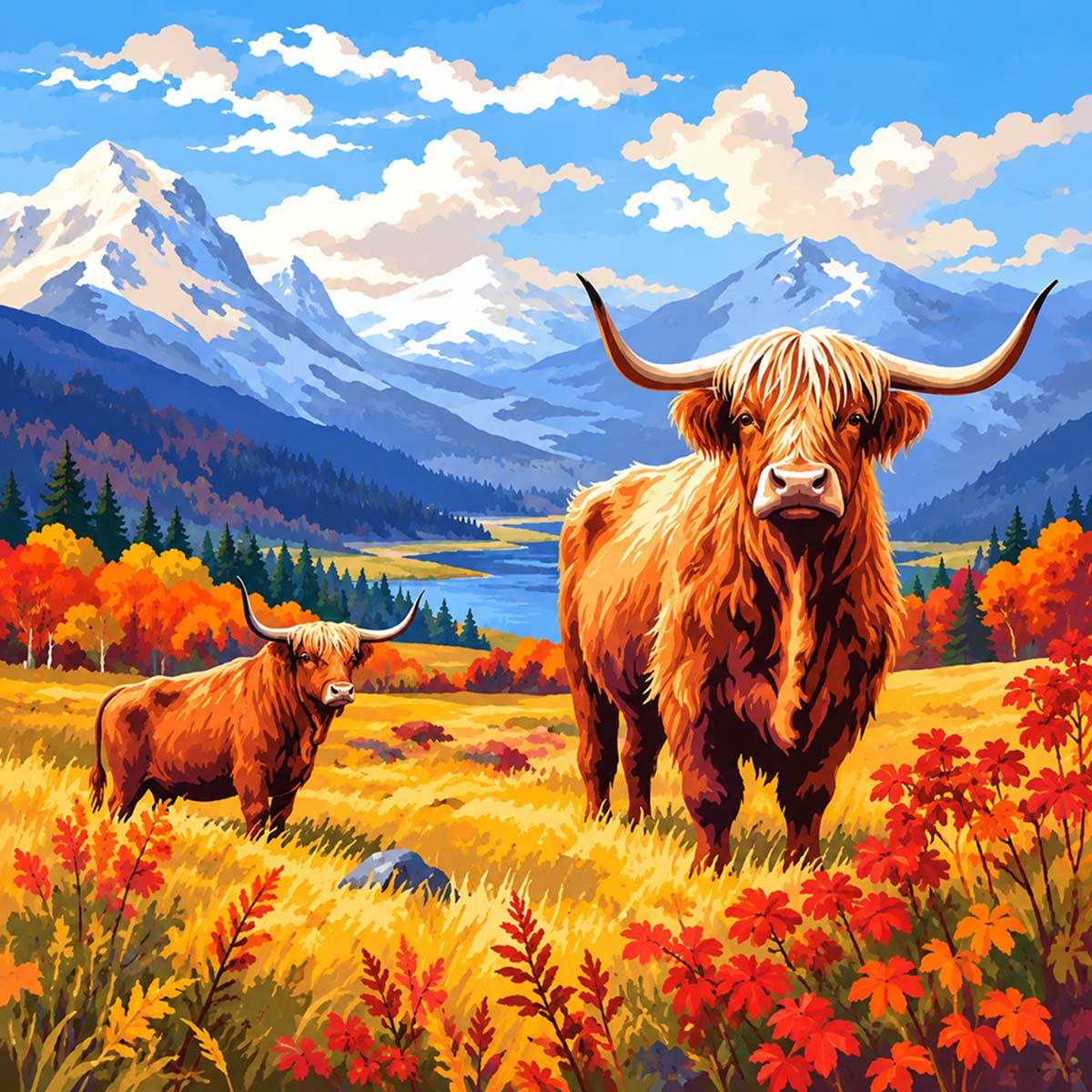 Highland Cows Mini Paint by Numbers Kit-zoom-2