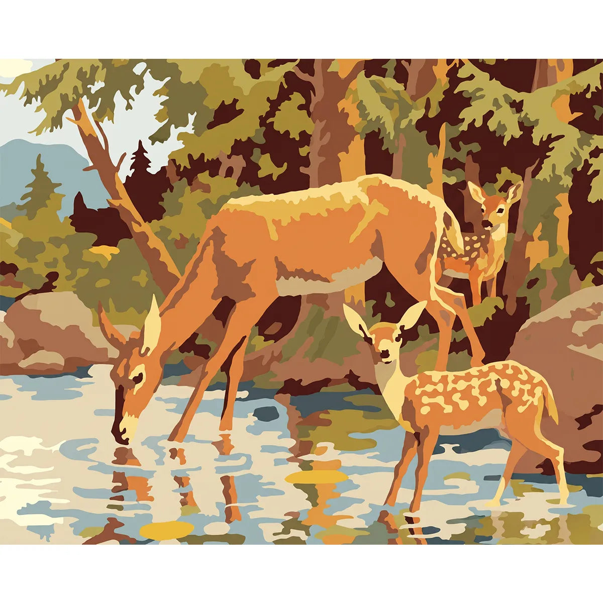 Deer at the Forest Stream-2