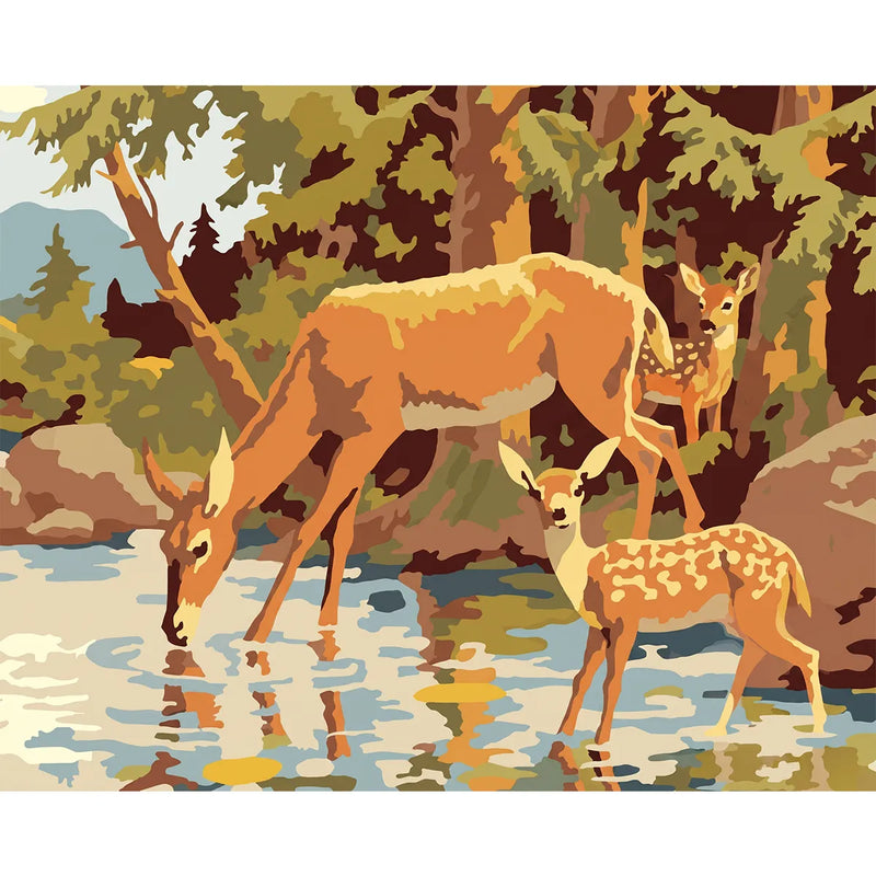 Deer at the Forest Stream-zoom-