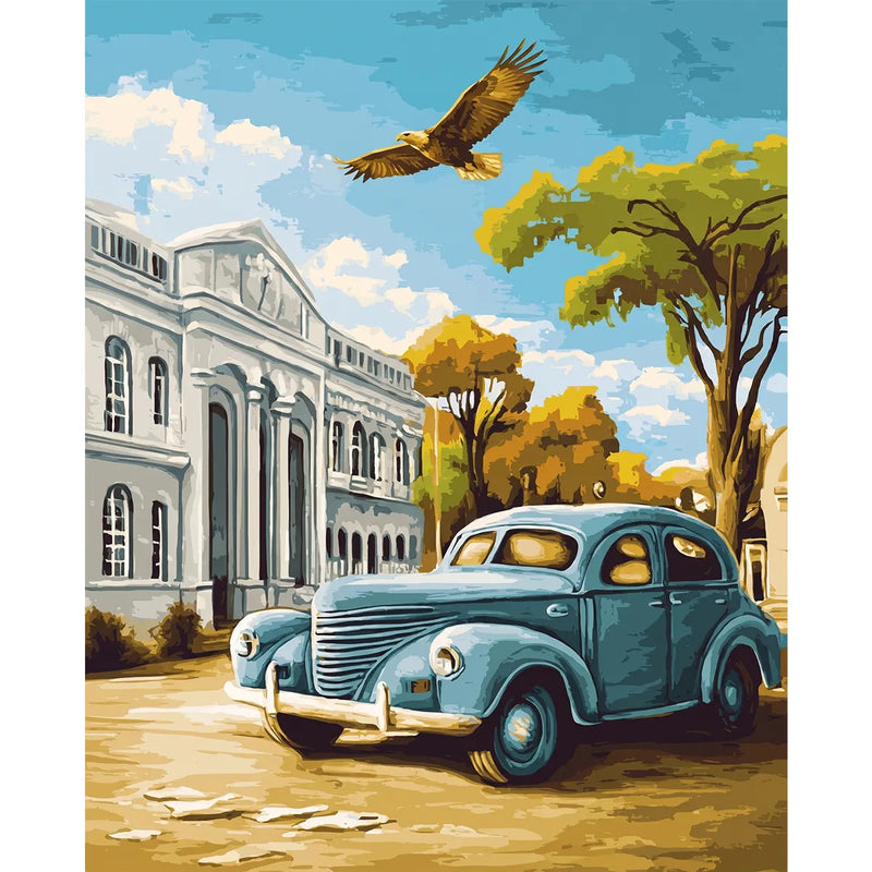 Vintage Blue Car-zoom-