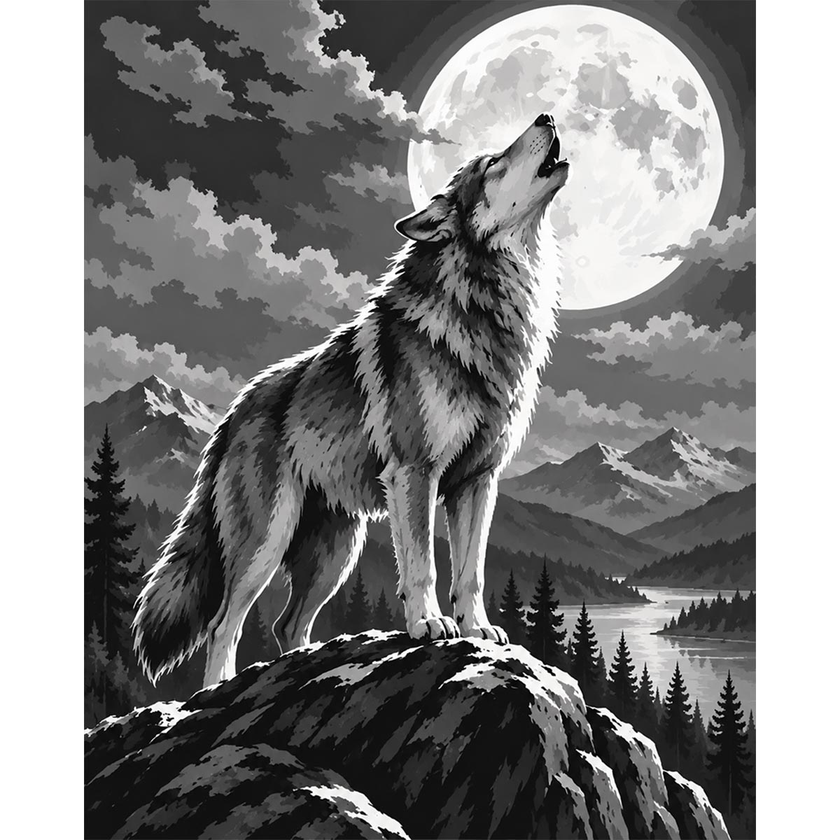 Mountain Wolf Paint by Numbers Kit-zoom-2