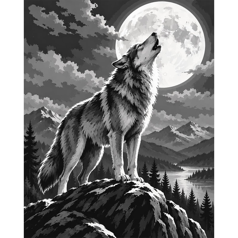 Mountain Wolf Paint by Numbers Kit-zoom-