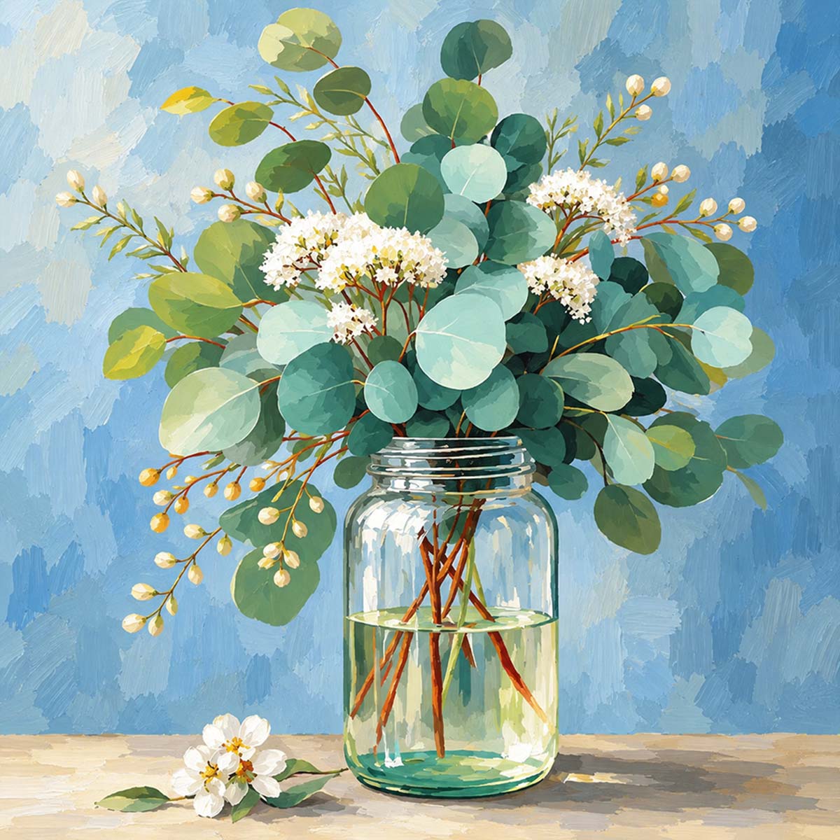 Eucalyptus in a Glass Jar Mini Paint by Numbers Kit-2
