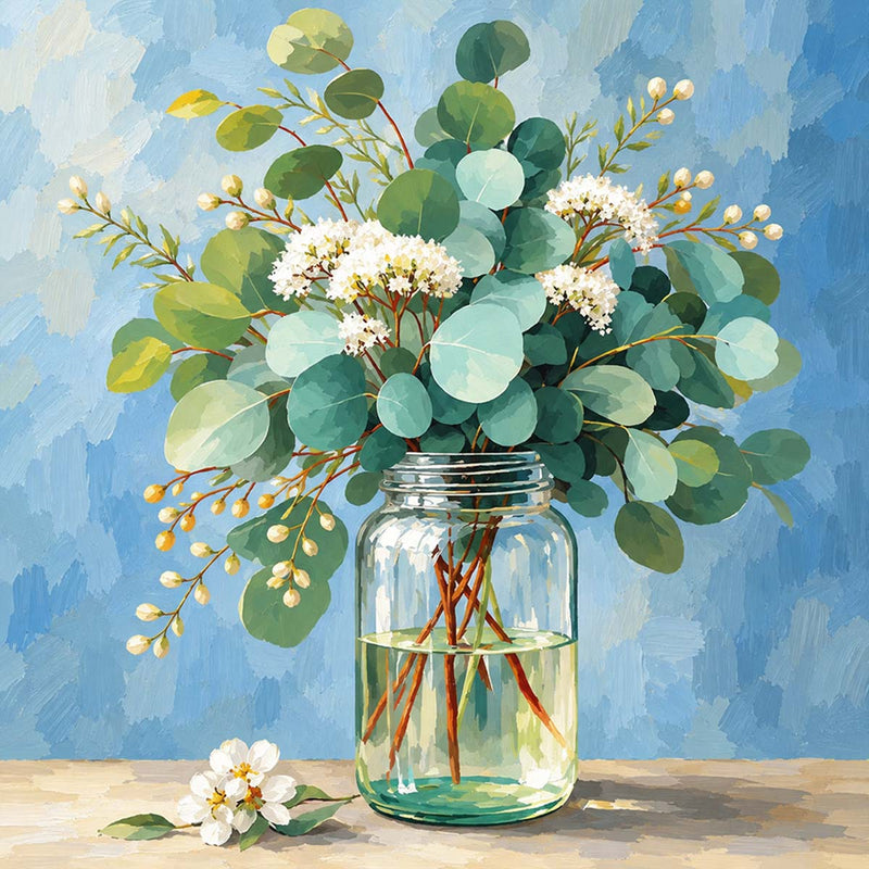 Eucalyptus in a Glass Jar Mini Paint by Numbers Kit-zoom-
