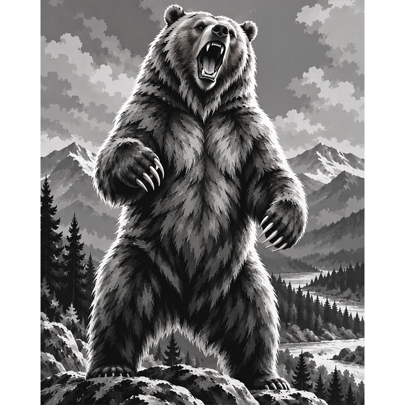 Roaring Bear Paint by Numbers Kit-zoom-